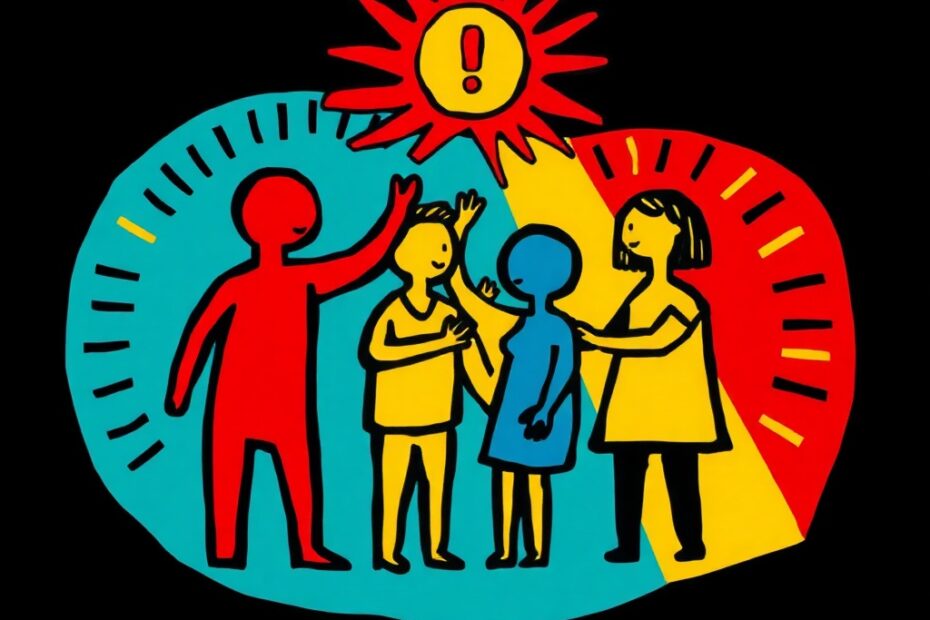 Abstrakte Bildtafel im Keith-Haring-Stil zur Anomalie-Hypothese vom 2026-06-24: Die laufende Konstante.