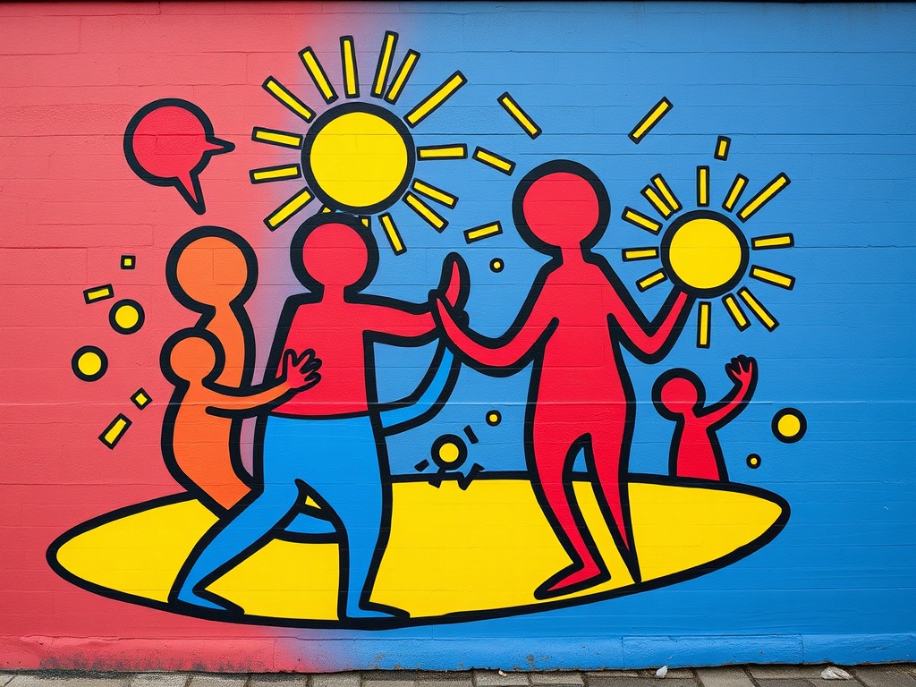Abstrakte Bildtafel im Keith-Haring-Stil zur Anomalie-Hypothese: Der kosmische Dipol als unfixiertes Ruhesystem-Datum.