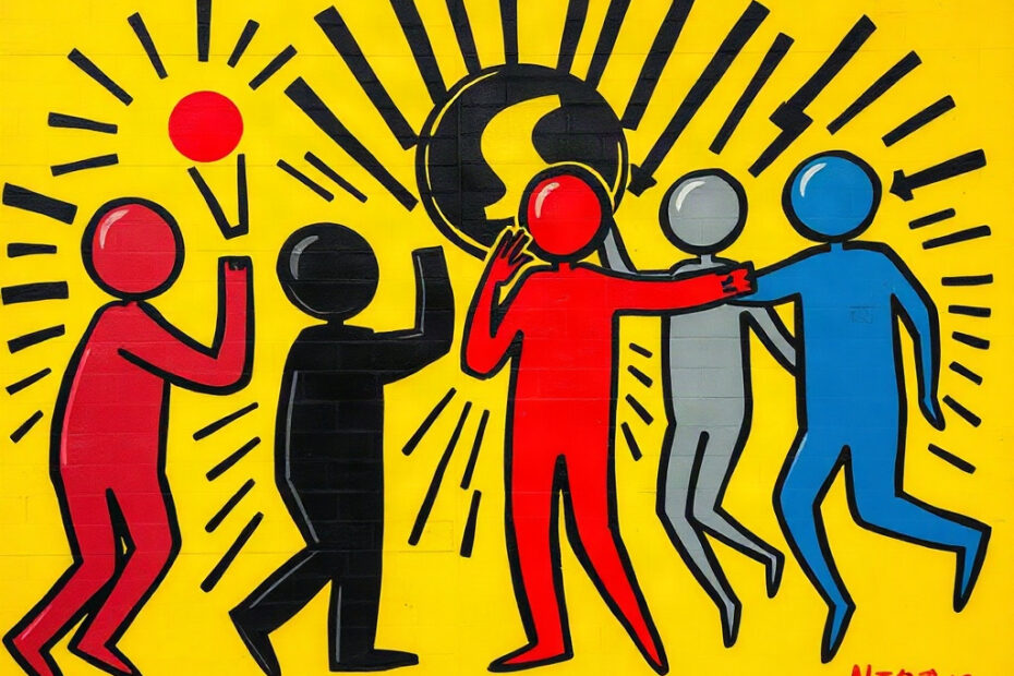 Abstrakte Bildtafel im Keith-Haring-Stil zur Anomalie-Hypothese vom 2026-08-26: Das Unbewusste als Reservegröße.