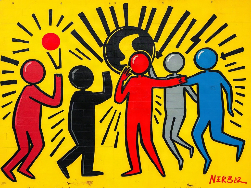 Abstrakte Bildtafel im Keith-Haring-Stil zur Anomalie-Hypothese: Das Unbewusste als Reservegröße.