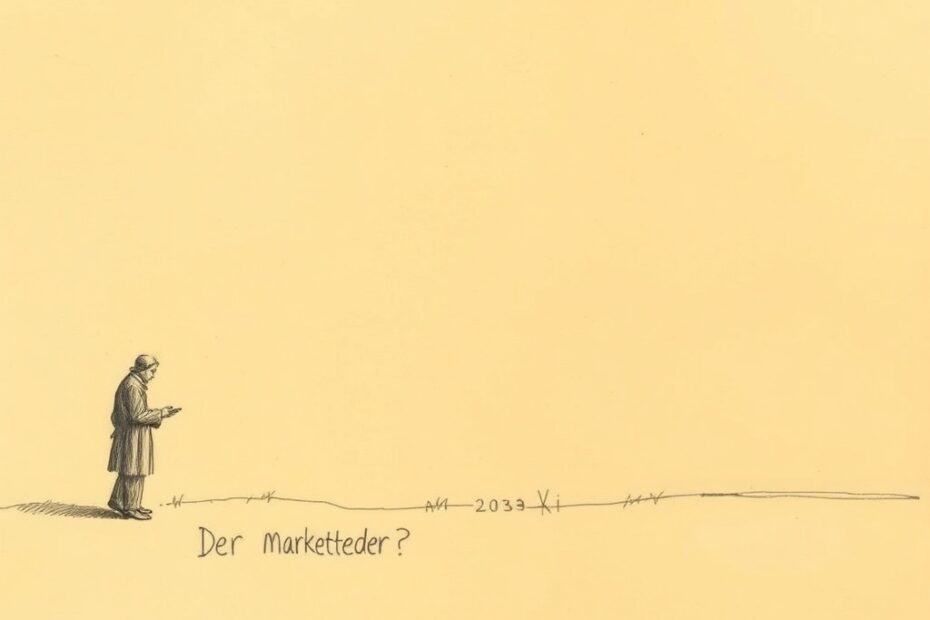 Bleistiftskizze zur Hypothese vom 2026-08-03: Der markierte Beobachter. Grundton: Toskana-Gelb (These).